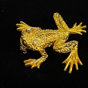 St John Frog Crystal Eyes Brooch Couture. Original $125 now $51